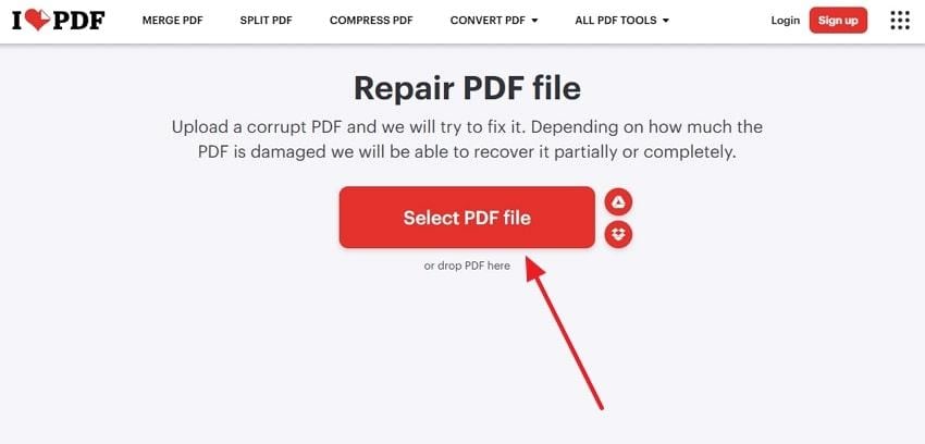 select pdf file ilovepdf